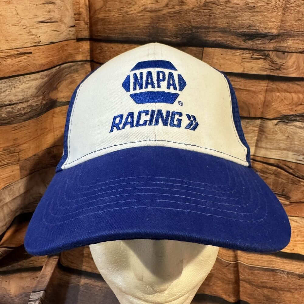 NAPA Racing Trucker Hat Cap Blue White Adjustable Strap Indycar NASCAR NHRA Auto